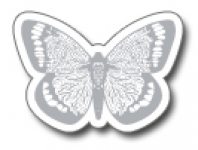 Geschenketiketten E-425b Schmetterling weiß, Prägung silber
