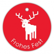 Anhänge-Etikett Frohes Fest Hirsch SP-133-100 - 40 mm - 100 Stück