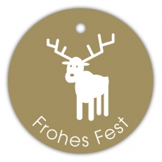 Geschenk-Anhnger Frohes Fest Hirsch SP-153-50 - 40 mm rund - 50 Stck