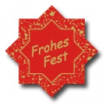 Weihnachtsetiketten E-149b Stern rot/gold Frohes Fest